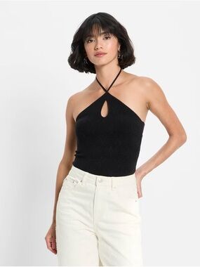 Future Collective- Black Halter Keyhole Bodysuit